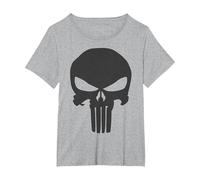 Marvel The Punisher Skull Blacked out Logo Maglietta, Donna Plus-Size, Grigio Melange, 5X