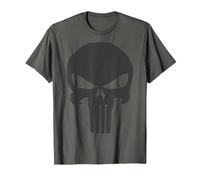 Marvel The Punisher Skull Blacked Out Logo Maglietta, Uomo, Asfalto, 3XL