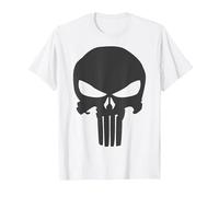 Marvel The Punisher Skull Blacked out Logo Maglietta, Uomo, Bianco, XXL