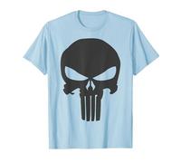 Marvel The Punisher Skull Blacked out Logo Maglietta, Uomo, Celeste, XL