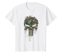 Marvel The Punisher Skull Camo Maglietta, Bambini, Bianco, 12 Anni