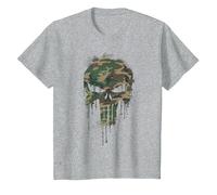 Marvel The Punisher Skull Camo Maglietta, Bambini, Grigio Melange, 2 Anni