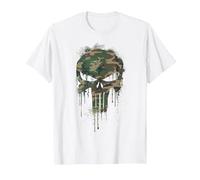 Marvel The Punisher Skull Camo Maglietta, Uomo, Bianco, XL