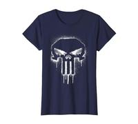 Marvel The Punisher Spray Painted Skull Drip Maglietta, Donna, Navy, 3XL