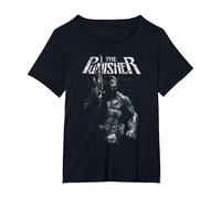 Marvel The Punisher Stance Maglietta, Donna Plus-Size, Nero, 2X