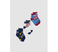MARVEL, Tripack Di Calze Corte In Cotone Organico Elasticizzato A Tema Avengers, Bambino, Multicolor, Taglia: 31/33