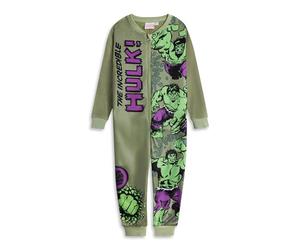 Marvel Tutina Verde per Ragazzi de L'incredibile Hulk | Pigiama e Abbigliamento da casa in Micropile a Maniche Lunghe con Cerniera | Abbigliamento da Notte con Personaggi dei Fumetti con Stampa