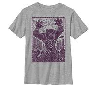 Marvel Universe Classic Black Panther Stencil Boy's Heather Crew Tee