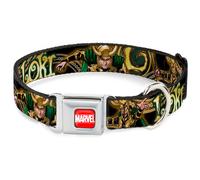 MARVEL UNIVERSE Dog Collar AVE-MARVEL Full Color Red/White LOKI Poses Black/Gol