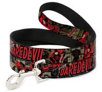 MARVEL UNIVERSE Dog Leash 6-FEET DAREDEVIL Action Poses/Comic Panels Grays/Red N