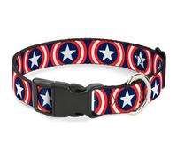 MARVEL UNIVERSE Plastic Clip Collar Captain America Shield Repeat Navy Large 15