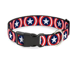 MARVEL UNIVERSE Plastic Clip Collar Captain America Shield Repeat Navy NARROW-