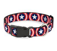 MARVEL UNIVERSE Plastic Clip Collar Captain America Shield Repeat Navy Small 9.