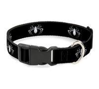 MARVEL UNIVERSE Plastic Clip Collar Spider Logo3 Black/White Medium 11-16.5"