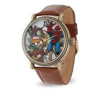 Marvel Uomo Spider-Man Analogico-Orologio al Quarzo, Pelle marrone, Movimento al quarzo