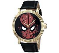 Marvel Uomo Spider-Man Analogico-Orologio al Quarzo, Pelle nera/Nero, Movimento al quarzo