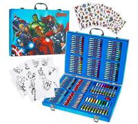 Marvel Valigetta Colori per Bambini - Kit con 130+ Colori per Bambini con Pastelli a Cera, Matite, Pennarelli Lavabili Avengers e Spiderman (Multicolore Avengers)