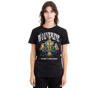 Marvel Wolverine Merry Xmas Bub Ladies T Shirt, Black, Nero, S Donna