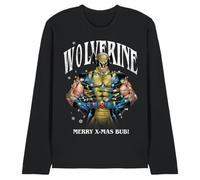 Marvel Wolverine Merry Xmas Bub Maglietta a Maniche Lunghe Unisex, Nera, Nero, XL