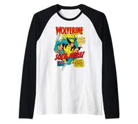 Marvel X-Men Wolverine Comic Classic Yellow Suit Comic Cover Maglia con Maniche Raglan