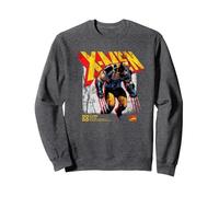 Marvel X-Men Wolverine Info Felpa, Unisex per Adulti, Grigio Scuro, L