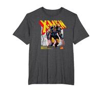 Marvel X-Men Wolverine Info Maglietta, Uomo Taglie Grandi, Grigio Scuro, 2X Tall