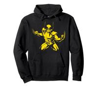 Marvel X-Men Yellow Shaded Silhouette Wolverine Attack Pose Felpa con Cappuccio