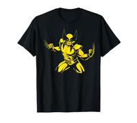 Marvel X-Men Yellow Shaded Silhouette Wolverine Attack Pose Maglietta