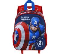 Marvel Captain America Patriot-Zainetto 3D con Ruote Piccolo, Multicolore, 26 x 34 cm, Capacità 7 L