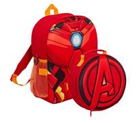Marvel Zaino per bambini Iron Man Avengers Borsa per il pranzo staccabile Portabottiglie per acqua Set da 2 pezzi, Rosso, Taglia unica