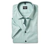 Marvelis Camicia da uomo a maniche corte, tinta unita, 18 New York Kent, Verde 45., 48