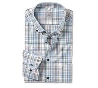 Marvelis Camicia da uomo a maniche lunghe, non iron, comoda, a quadretti, 04 bottoni, Verde 45., 45