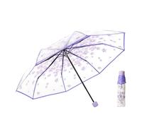 Marvellous Pieghevole Ombrello da Viaggio, Ombrello Trasparente con Fiori, Leggero Compatto Antivento Ombrelli da Viaggio con Piatto Manico, per Uomo e Donna (Viola Chiaro)