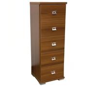 Marvin Cassettiera In Legno Con 5 Cassetti Ripiani Mobile Salvaspazio Stretta Per Camera Da Letto Soggiorno Ufficio Bagno (Noce)