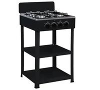 Marvin Fornello a Gas 4 Fuochi da Campeggio Piano Cottura con Supporto 2 Ripiani in Acciaio Cucina da Esterno Portatile Piastra Inox (Nero)