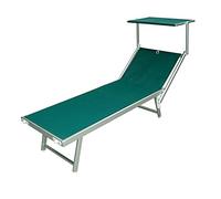 Marvin Lettino Mare Beach In Alluminio Prendisole Reclinabile Giardino Piscina Spiaggia Terrazzo Esterno Portatile Pieghevole Tettuccio Regolabile (Verde)