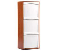 Marvin Mobile In Legno Contenitori Cestino Rifiuti Raccolta Differenziata 3 Vani Scomparti Verticale Interno Salvaspazio (Ciliegio)