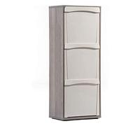 Marvin Mobile In Legno Contenitori Cestino Rifiuti Raccolta Differenziata 3 Vani Scomparti Verticale Interno Salvaspazio (Grigio)