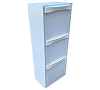 Marvin Mobile In Legno Contenitori Cestino Rifiuti Raccolta Differenziata 3 Vani Scomparti Verticale Interno Salvaspazio (Bianco)