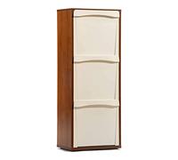 Marvin Mobile In Legno Contenitori Cestino Rifiuti Raccolta Differenziata 3 Vani Scomparti Verticale Interno Salvaspazio (Noce)