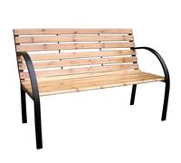 Marvin Panchina da Giardino con Doghe in Legno Naturale e Metallo, Panca per Esterno Balcone Terrazzo con Schienale Braccioli Antracite