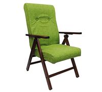 Marvin Poltrona Emily Sedia Sdraio Imbottita Reclinabile In Legno Di Faggio Tessuto Relax Salotto Soggiorno (Verde)