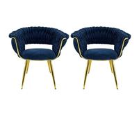 Marvin Poltrona Mavi In Velluto Intrecciato Con Gambe In Metallo Dorate Oro Poltroncina Di Design Seduta Imbottita Ergonomica Per Salotto Soggiorno Camera Elegante (Blu, 2)