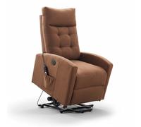 Marvin Poltrona Relax Reclinabile Elettrica con Poggiapiedi Solena, Seduta Ergonomica Massaggiante e Riscaldante in Tessuto, per Arredo Salotto, Soggiorno e Ufficio (Marrone)