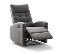 Marvin Poltrona Relax Reclinabile Manuale con Poggiapiedi Solena, Schienale Regolabile Seduta Ergonomica in Tessuto per Arredo Salotto, Soggiorno e Ufficio (Grigio)