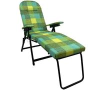 Marvin Poltrona Sdraio da Giardino con Poggiapiedi Barbara, Sdraio Reclinabile Regolabile, Sedia Sdraio Cuscino Imbottito 7 cm Braccioli Relax per Interno o Esterno (Verde a Quadri)