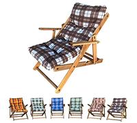 Marvin Poltrona Sedia Relax Design Salotto Ufficio Camera da letto Tessuto Moderna Sfoderabile In Legno Faggio Imbottita Morbida Reclinabile Pieghevole Salvaspazio Manuale (Marrone a scacchi)