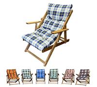 Marvin Poltrona Sedia Relax Design Salotto Ufficio Camera da letto Tessuto Moderna Sfoderabile In Legno Faggio Imbottita Morbida Reclinabile Pieghevole Salvaspazio Manuale (Blu a scacchi)