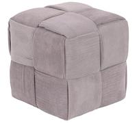 Marvin Pouf In Velluto Intrecciato a Coste Poggiapiedi Cube Sgabello per Casa Soggiorno Camera da Letto Salotto Divano Tavolino Quadrato Cubo Poltrona (Grigio Chiaro/Scuro)