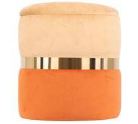 Marvin Pouf In Velluto Poggiapiedi Contenitore JOLENE Sgabello per Casa Soggiorno Camera da Letto Salotto Divano Tavolino Rotondo Poltrona (Beige/Terra dI Siena)